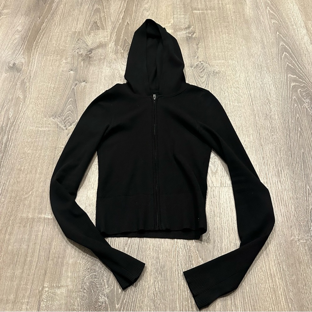 Aritzia Sunday best zip down sweather jacket hooded size xsmall black